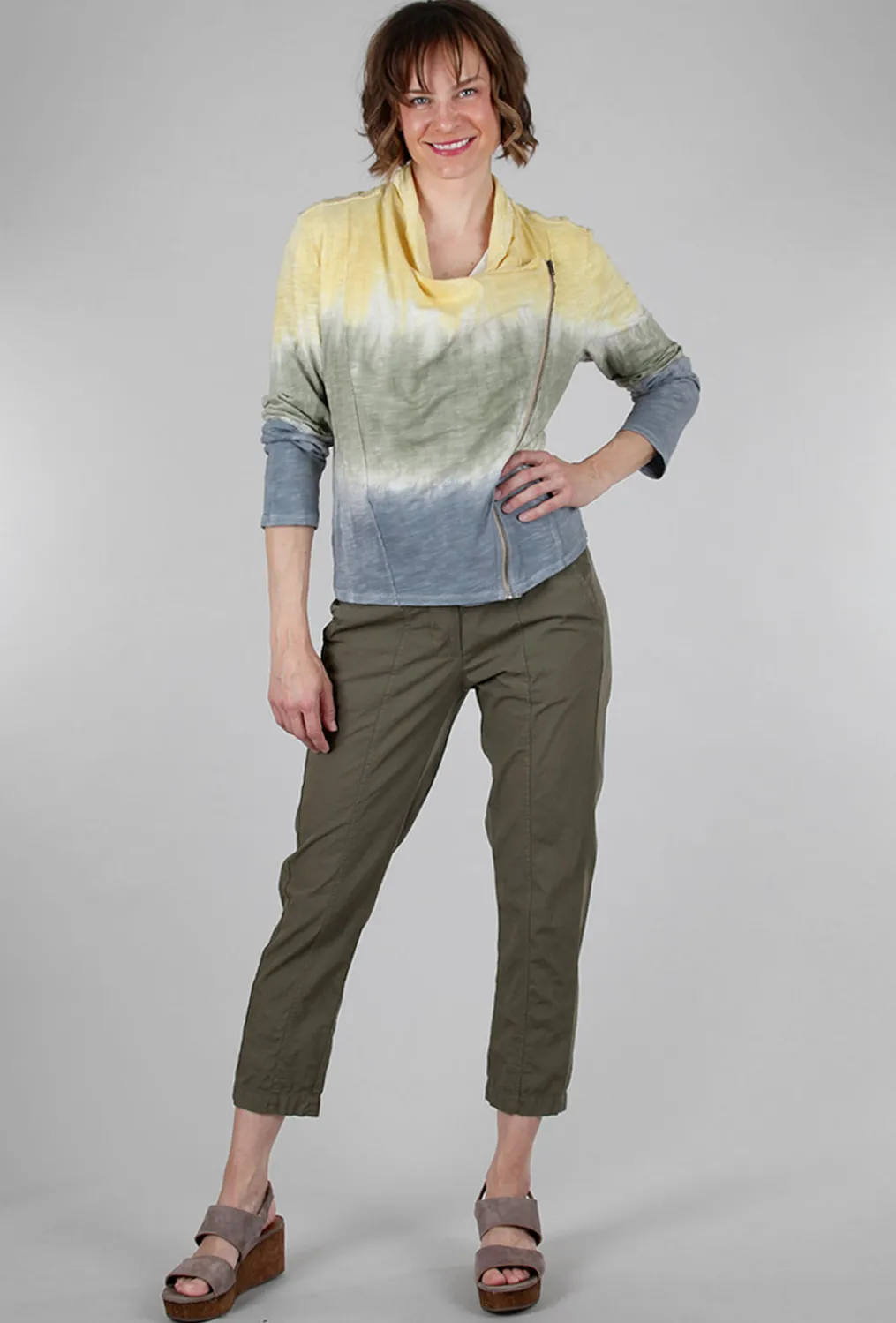 Online Evie Lou Ombre-Dye Drape Jacket, Yellow/Blue