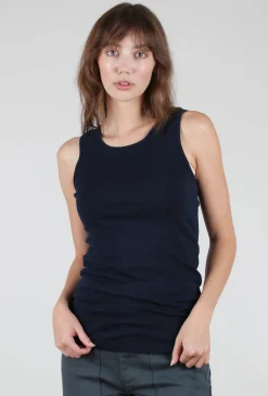 Fashion Evie Lou Organic Long Tank, Midnight Navy