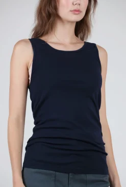 Fashion Evie Lou Organic Long Tank, Midnight Navy