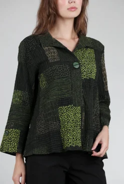 Sale Evie Lou Organic Mix Placket Shirt, Forest