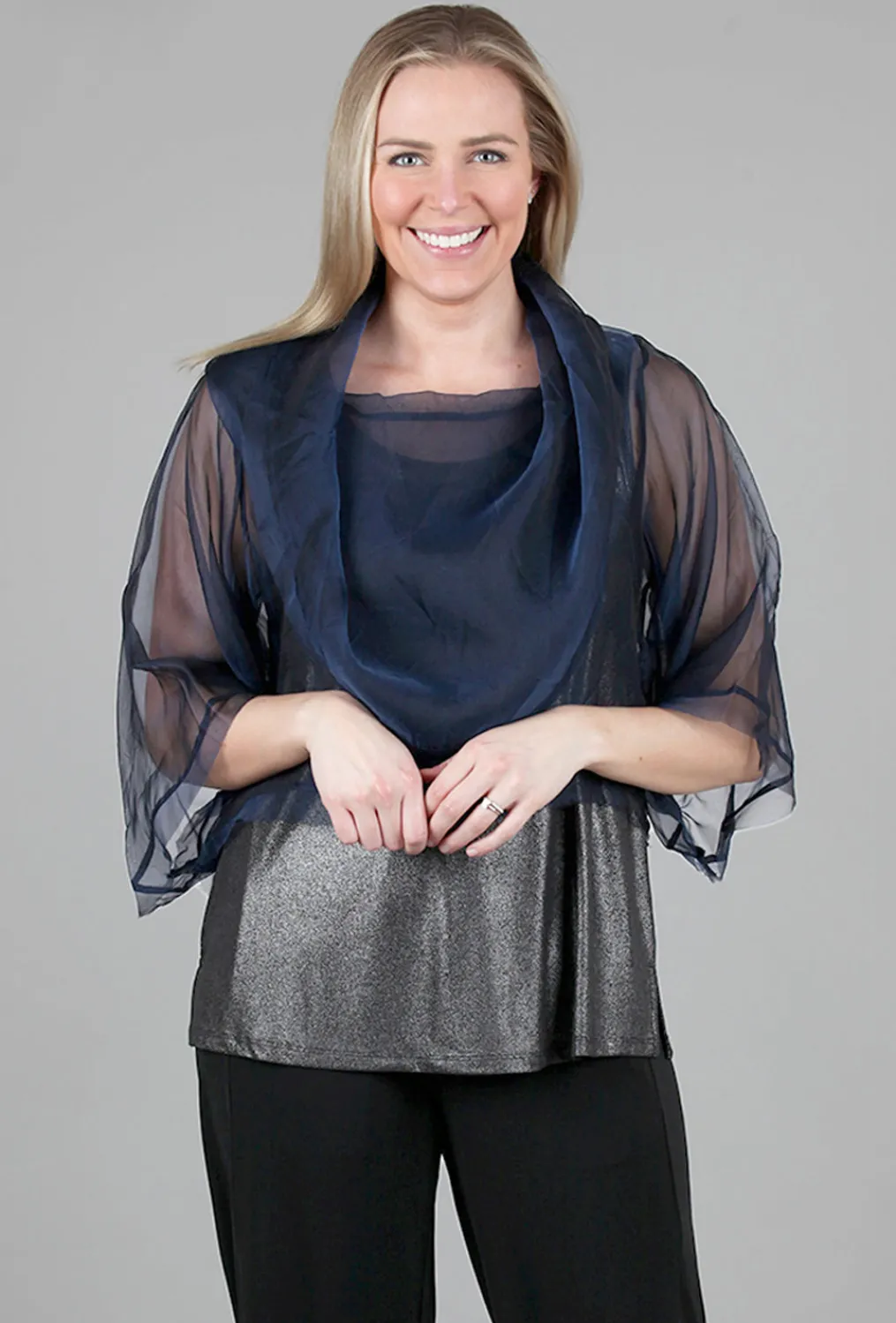 Best Sale Evie Lou Organza Jackie O Top, Midnight
