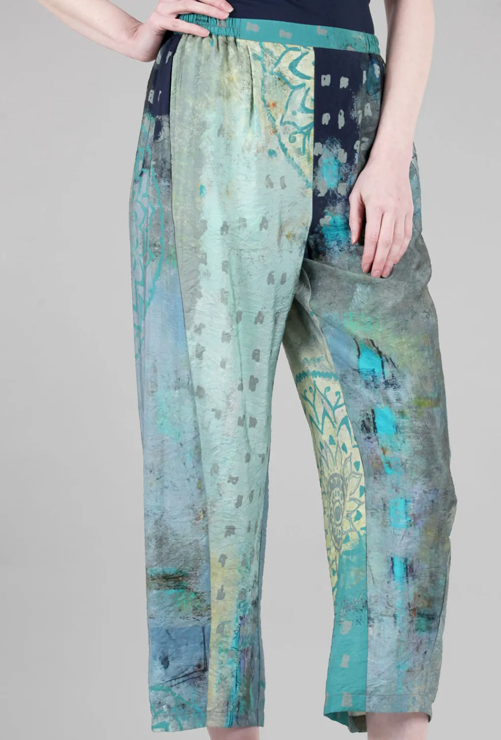 Cheap Evie Lou 3P Airy Print Pant, Sage/Blue