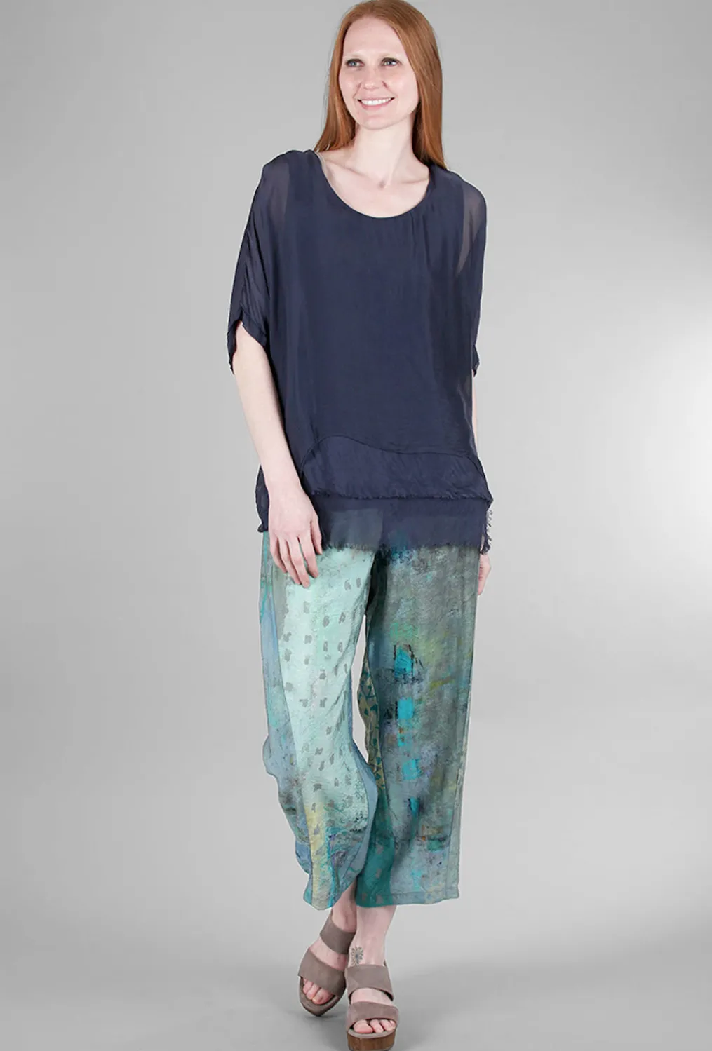 Cheap Evie Lou 3P Airy Print Pant, Sage/Blue