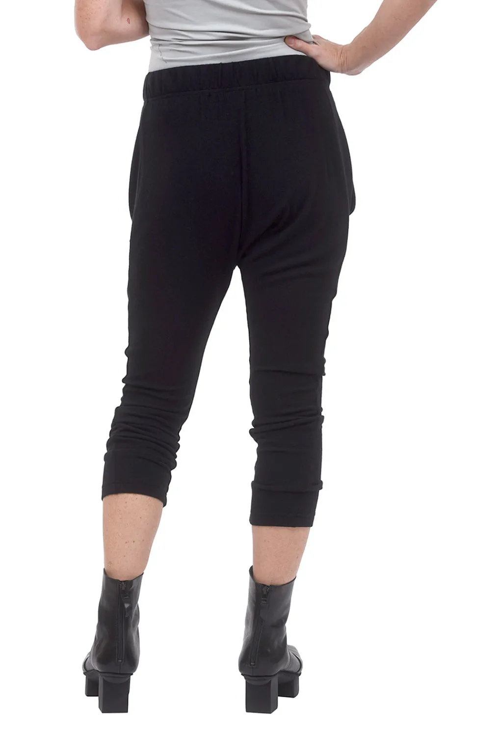 Clearance Evie Lou Peached Jersey Slouch Pant, Black