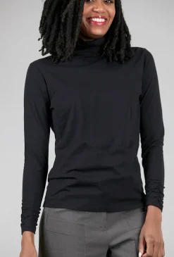 Store Evie Lou Pima Ruched Tneck, Black