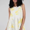 Discount Evie Lou Pleat Details Linen Tank, Beige/Yellow
