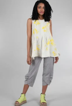 Discount Evie Lou Pleat Details Linen Tank, Beige/Yellow