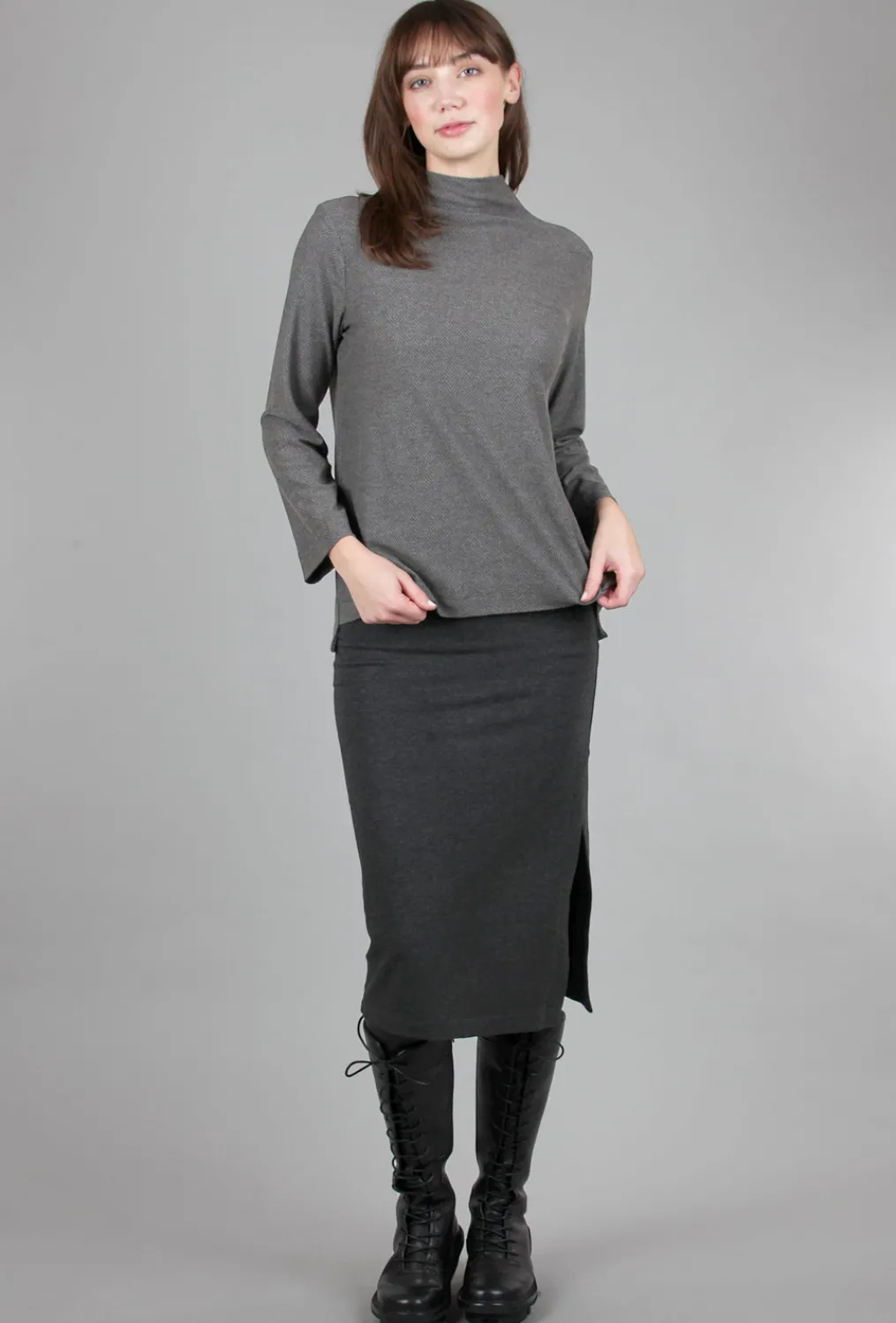 Outlet Evie Lou Plush Midi Skirt, Charcoal