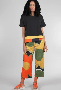 New Evie Lou Pop Art Trim Top, Black/Floral