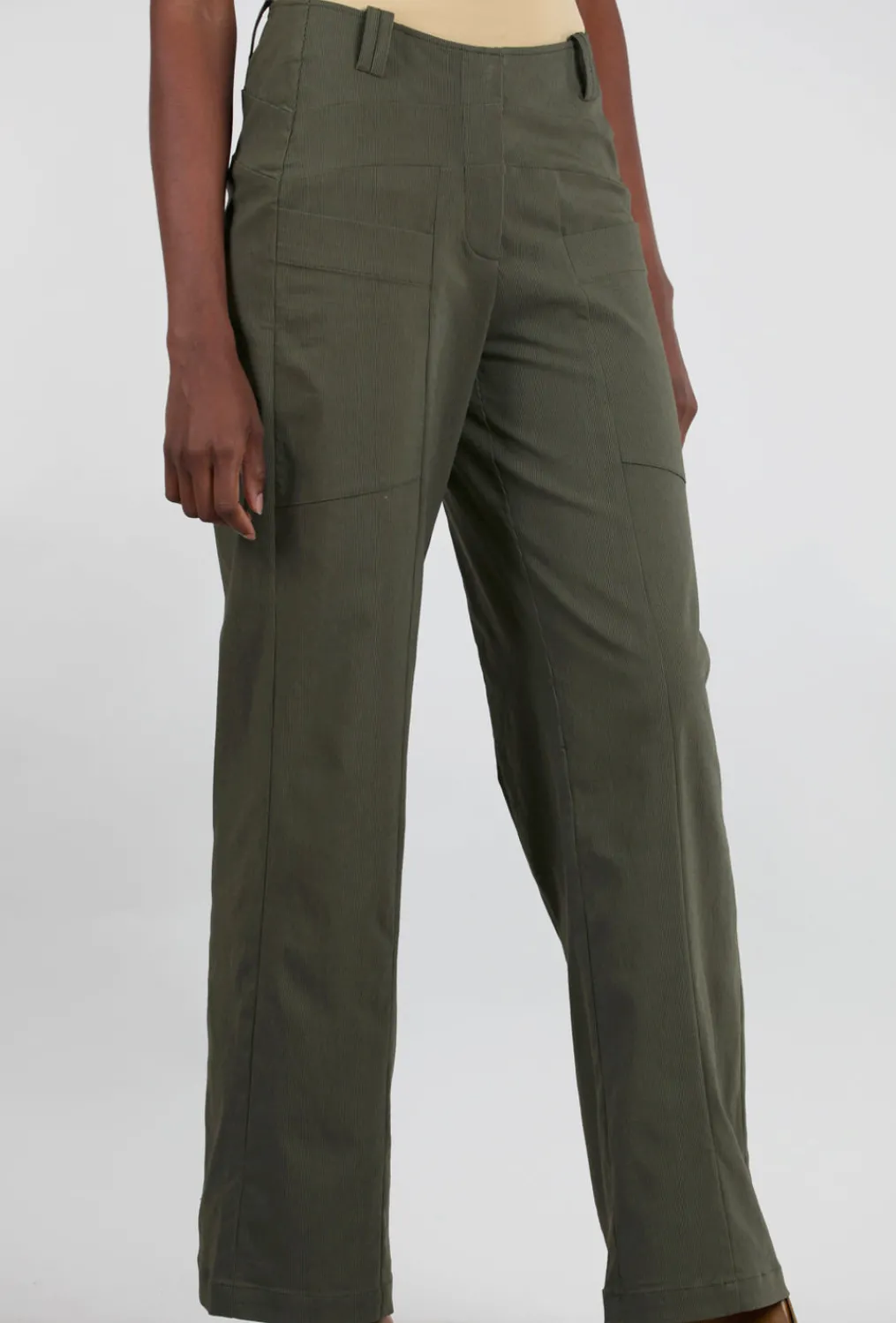 Hot Evie Lou Power Stripe City Pant, Bonsai Olive