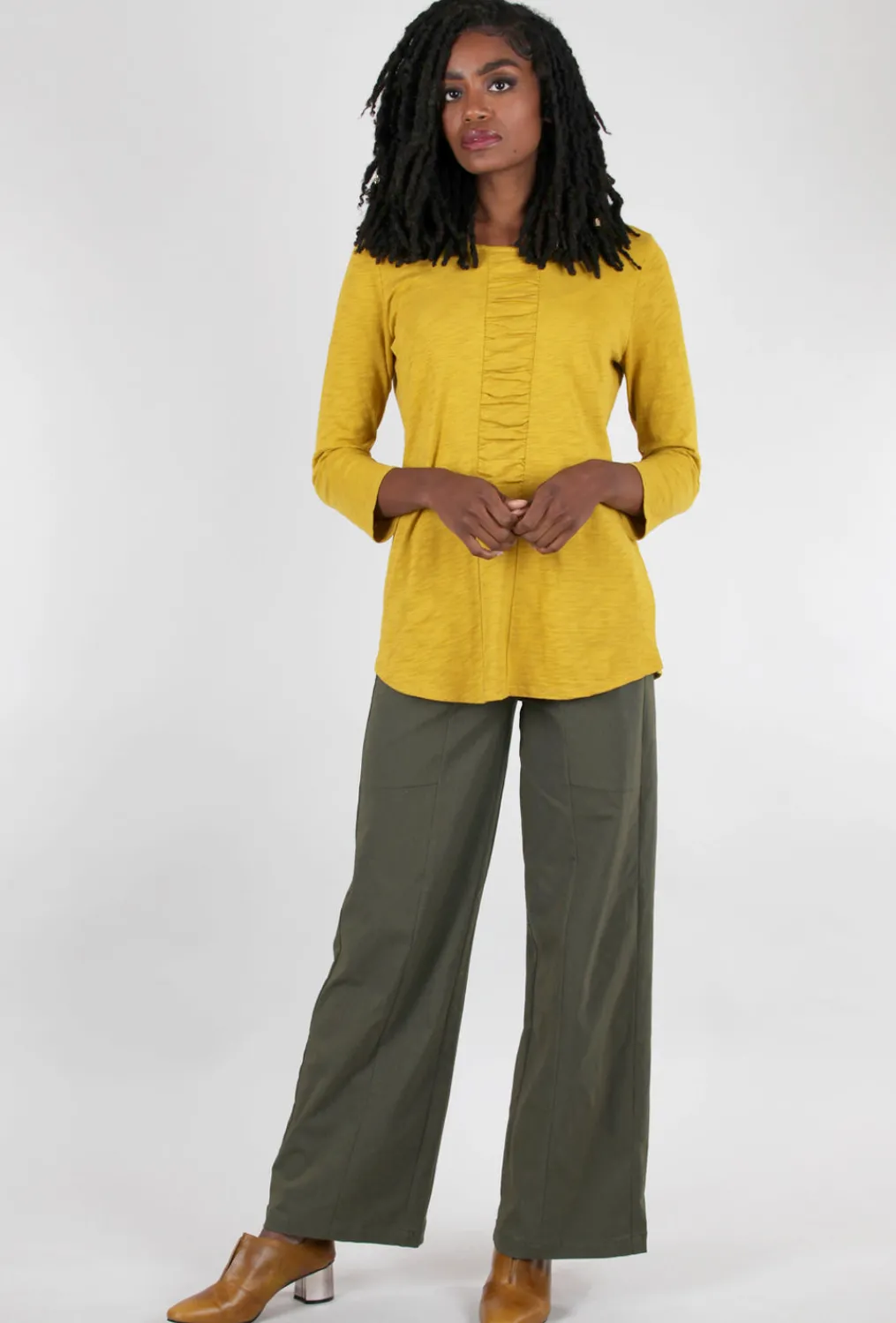 Hot Evie Lou Power Stripe City Pant, Bonsai Olive
