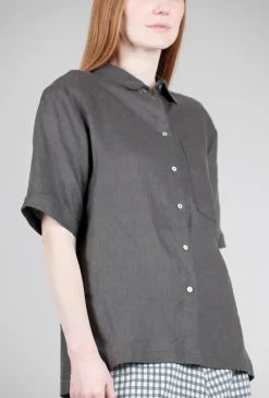 Outlet Evie Lou Prim Linen Shirt, Coal