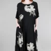 Online Evie Lou Print Mix Dress, Black/Taupe