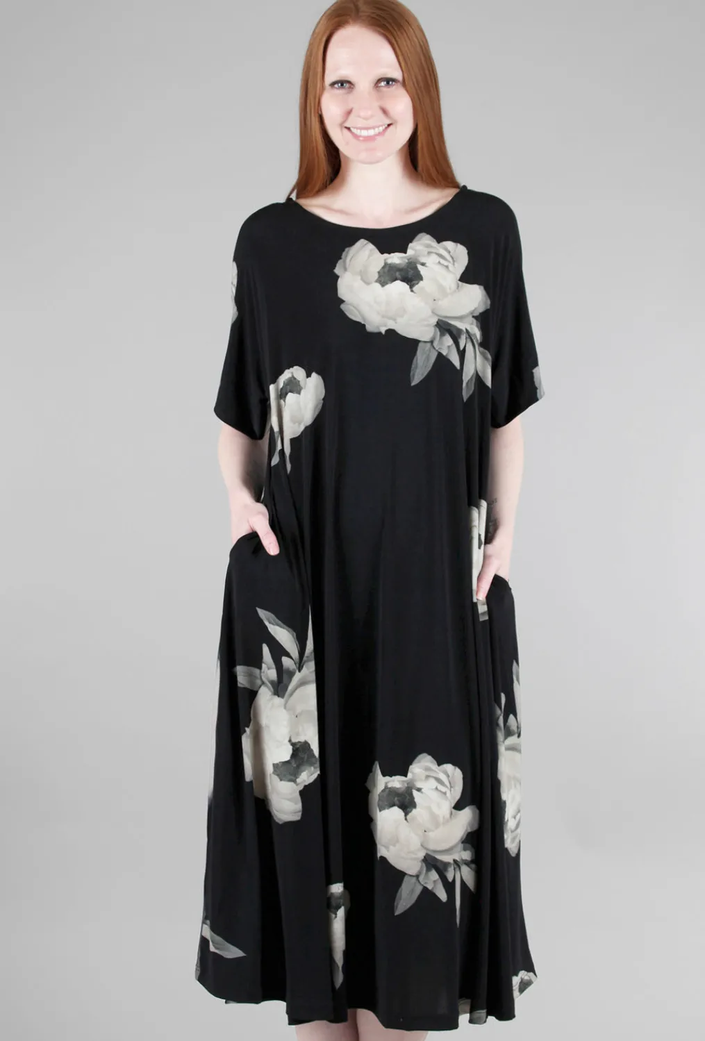 Online Evie Lou Print Mix Dress, Black/Taupe