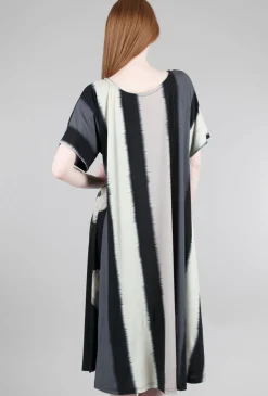 Online Evie Lou Print Mix Dress, Black/Taupe