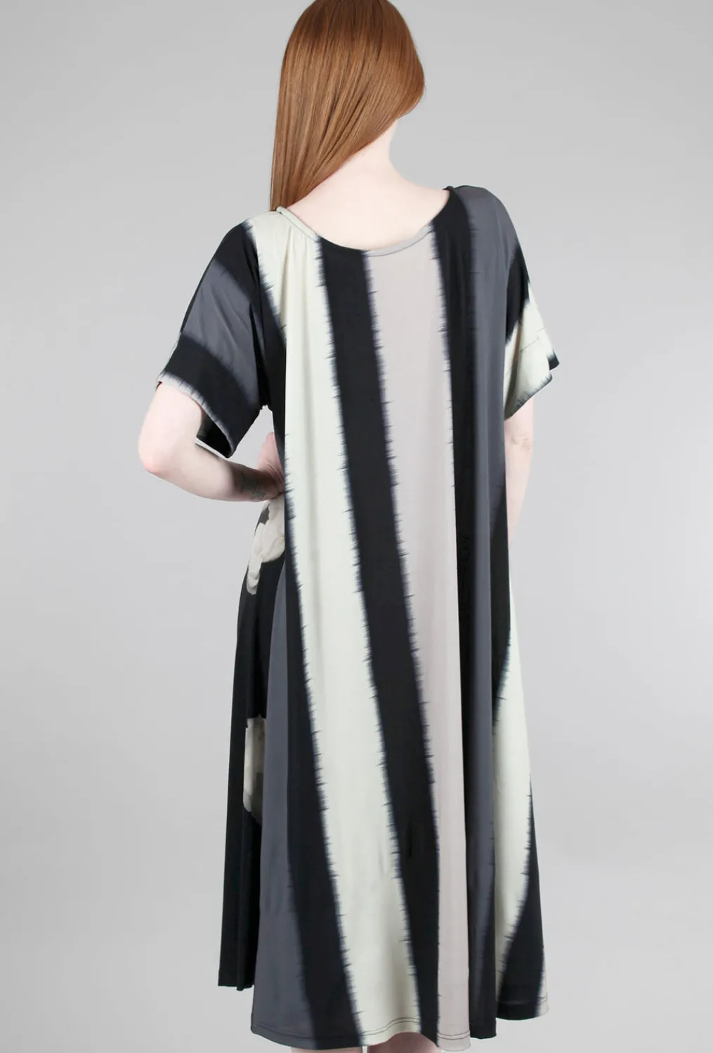 Online Evie Lou Print Mix Dress, Black/Taupe