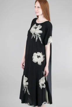 Online Evie Lou Print Mix Dress, Black/Taupe