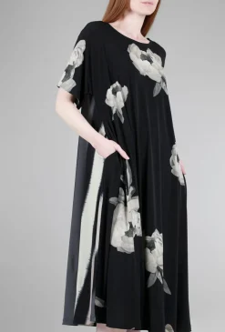 Online Evie Lou Print Mix Dress, Black/Taupe