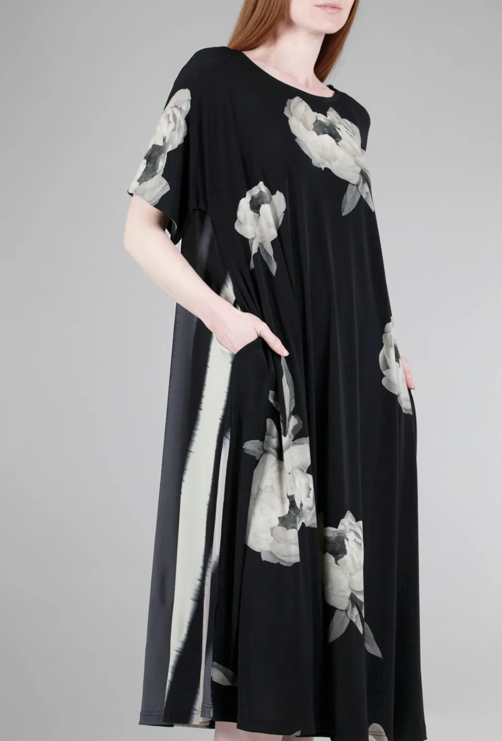 Online Evie Lou Print Mix Dress, Black/Taupe