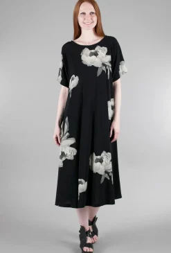 Online Evie Lou Print Mix Dress, Black/Taupe