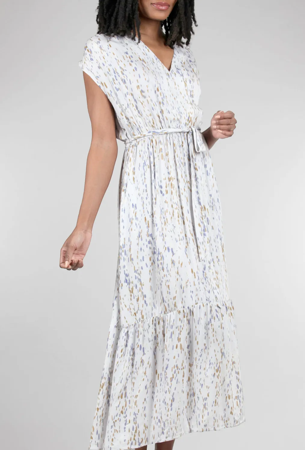 Cheap Evie Lou Printed Tiered Maxi Dress, Blue Dusk
