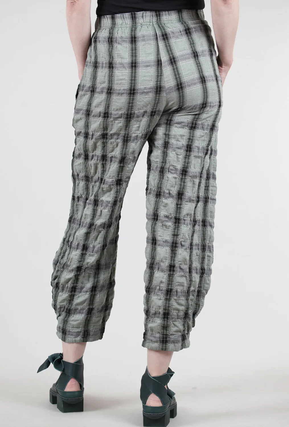 Shop Evie Lou Pucker Plaid Lantern Pant, Myrtle