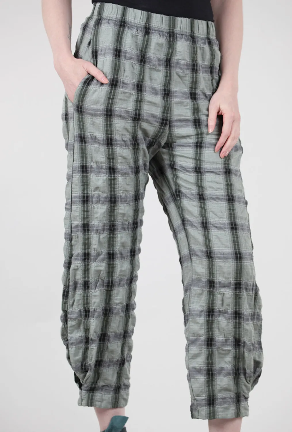 Shop Evie Lou Pucker Plaid Lantern Pant, Myrtle