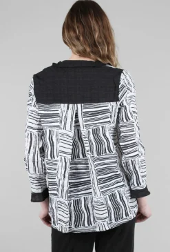 New Evie Lou Pucker Weave Flounce Jacket, Black Multi