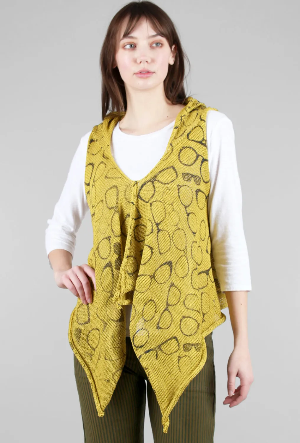 Hot Evie Lou Rana Swing Vest, Mustard/Glasses
