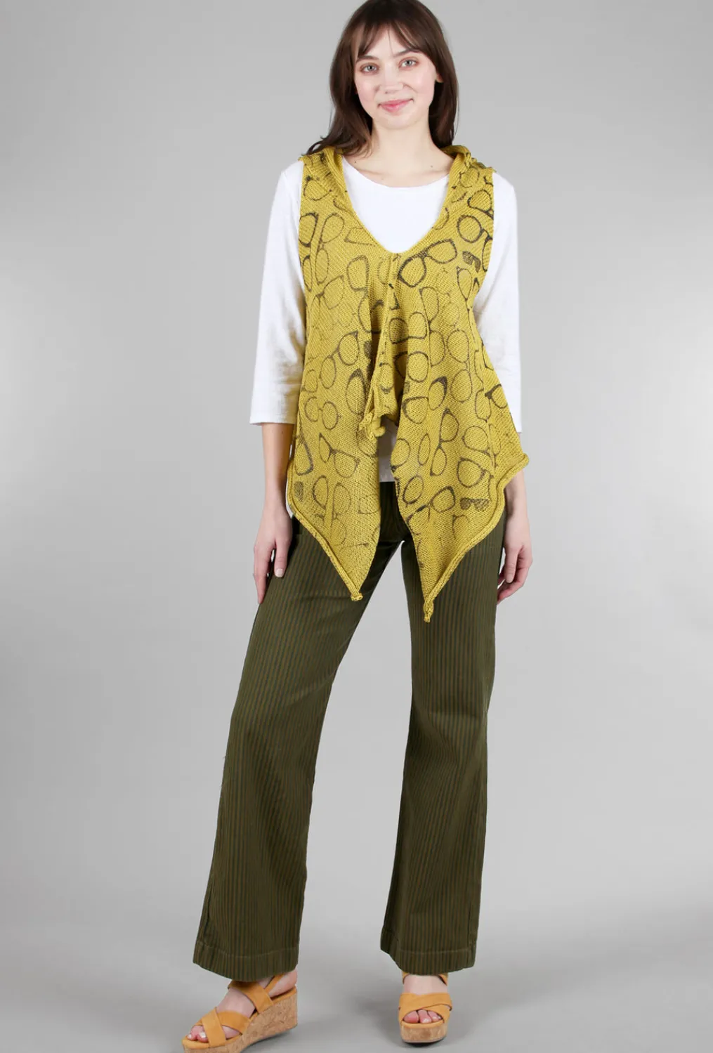 Hot Evie Lou Rana Swing Vest, Mustard/Glasses