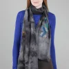 Cheap Evie Lou Raw Coil Applique Cashmere Scarf, Patches/Gray