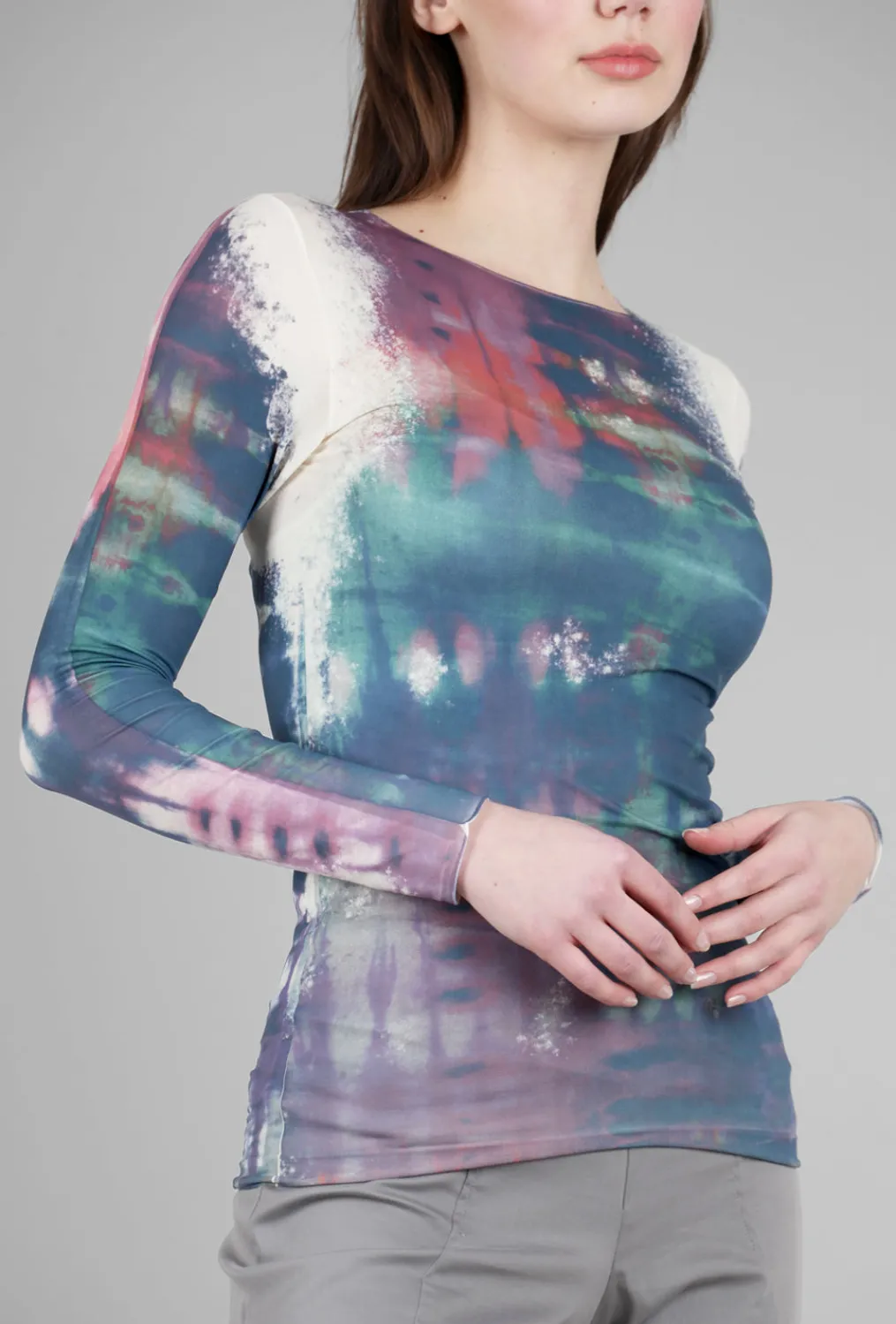 Best Sale Evie Lou Raw Edge Second Skin Print Top, Gaia/Angora
