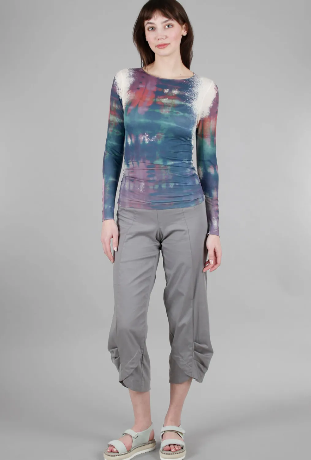 Best Sale Evie Lou Raw Edge Second Skin Print Top, Gaia/Angora