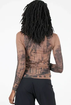 Shop Evie Lou Raw Edge Second Skin Top, Nyc/Cocoa