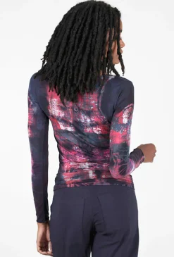 Cheap Evie Lou Raw Edge Second Skin Top, Mixed Media/Red