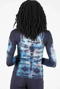 Clearance Evie Lou Raw Edge Second Skin Top, Mixed Media/Blue
