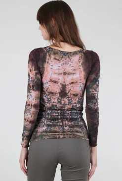 Sale Evie Lou Raw Edge Second Skin Top, Hidden Marble/Chocolate