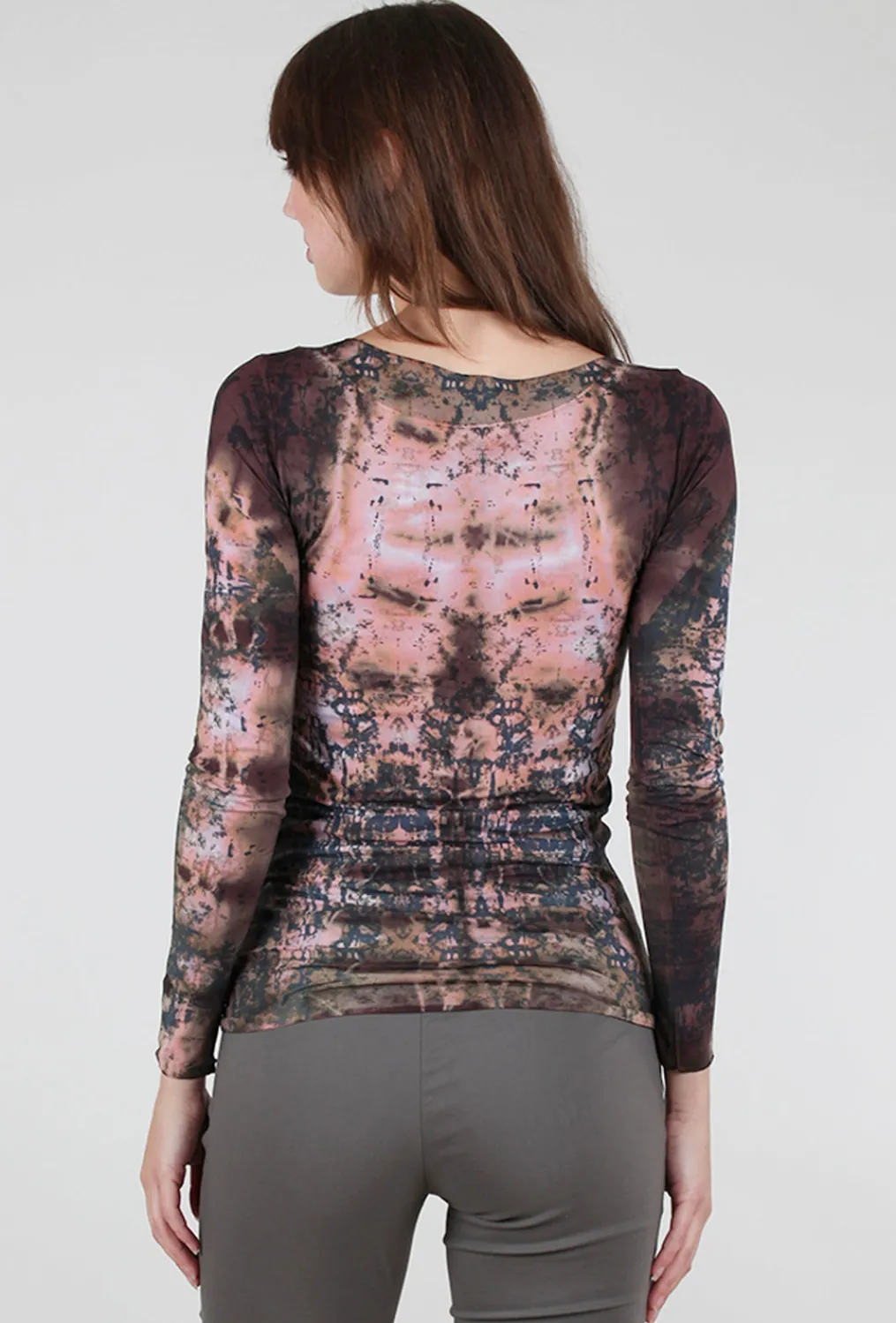 Sale Evie Lou Raw Edge Second Skin Top, Hidden Marble/Chocolate