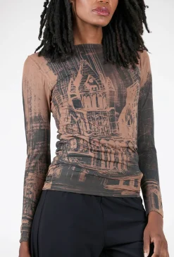 Shop Evie Lou Raw Edge Second Skin Top, Nyc/Cocoa