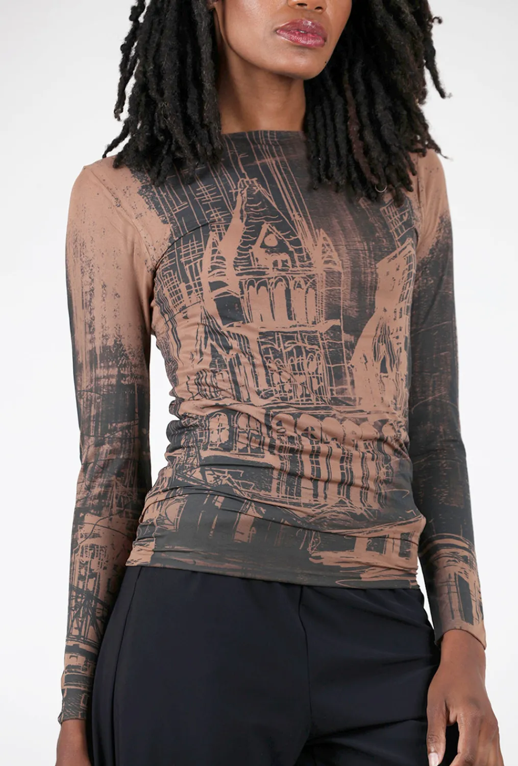 Shop Evie Lou Raw Edge Second Skin Top, Nyc/Cocoa