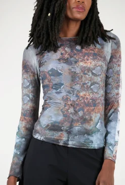 Best Sale Evie Lou Raw Edge Second Skin Top, Rusty Paint/Metal