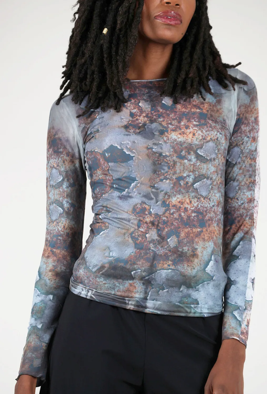 Best Sale Evie Lou Raw Edge Second Skin Top, Rusty Paint/Metal