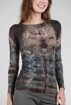 Sale Evie Lou Raw Edge Second Skin Top, Hidden Marble/Chocolate