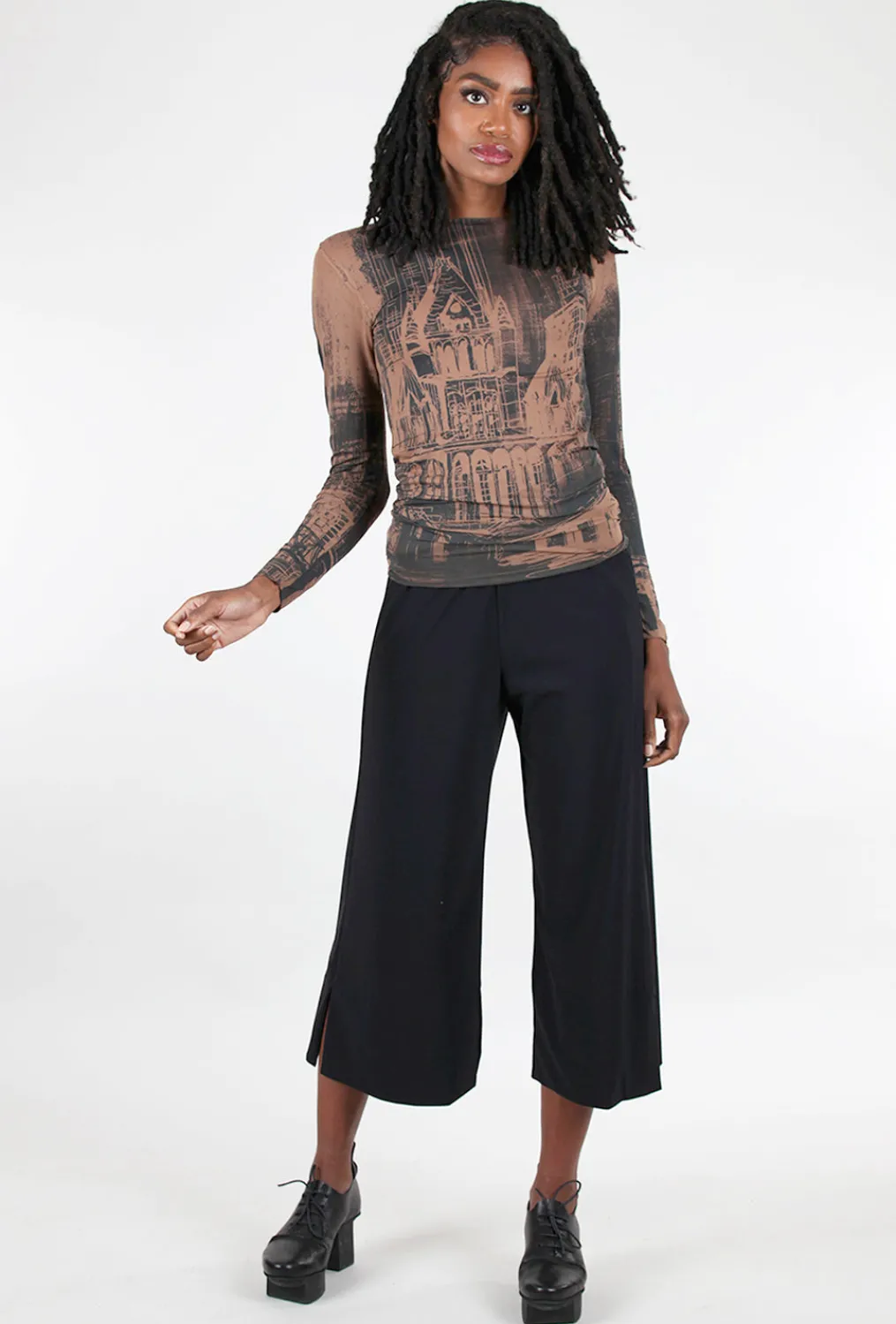 Shop Evie Lou Raw Edge Second Skin Top, Nyc/Cocoa