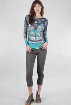 Best Sale Evie Lou Raw Edge Second Skin Top, Odyssey/Sea