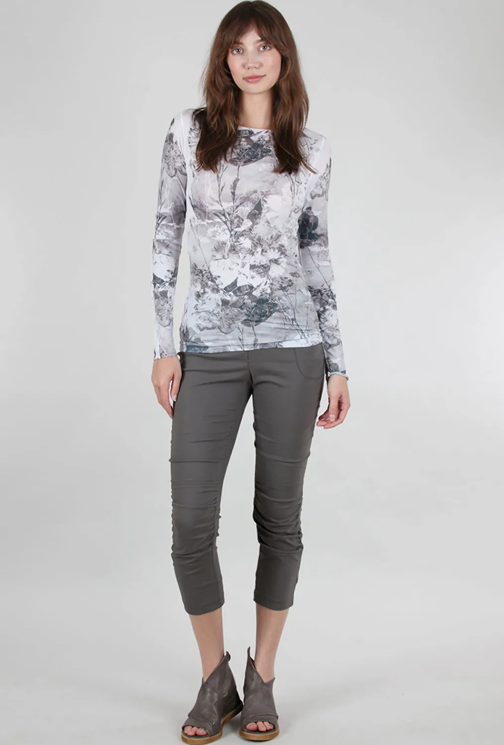 Cheap Evie Lou Raw Edge Second Skin Top, Antique Flora/White