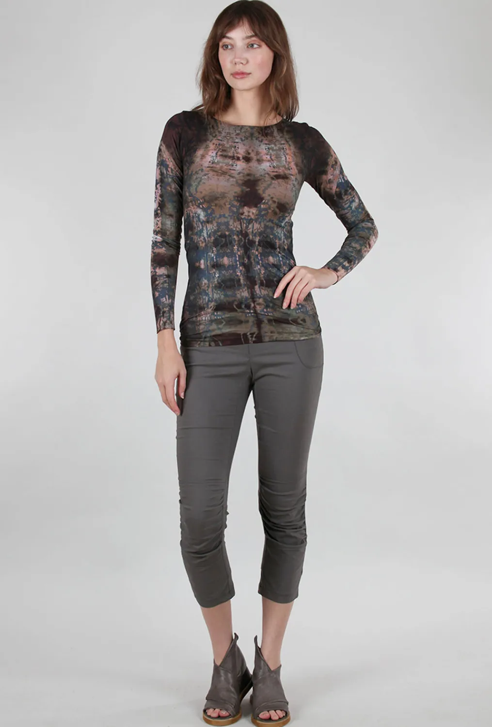 Sale Evie Lou Raw Edge Second Skin Top, Hidden Marble/Chocolate