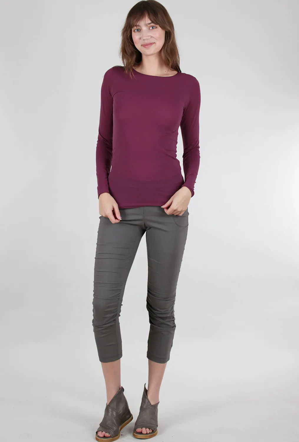 Online Evie Lou Raw Edge Solid Second Skin Top, Merlot