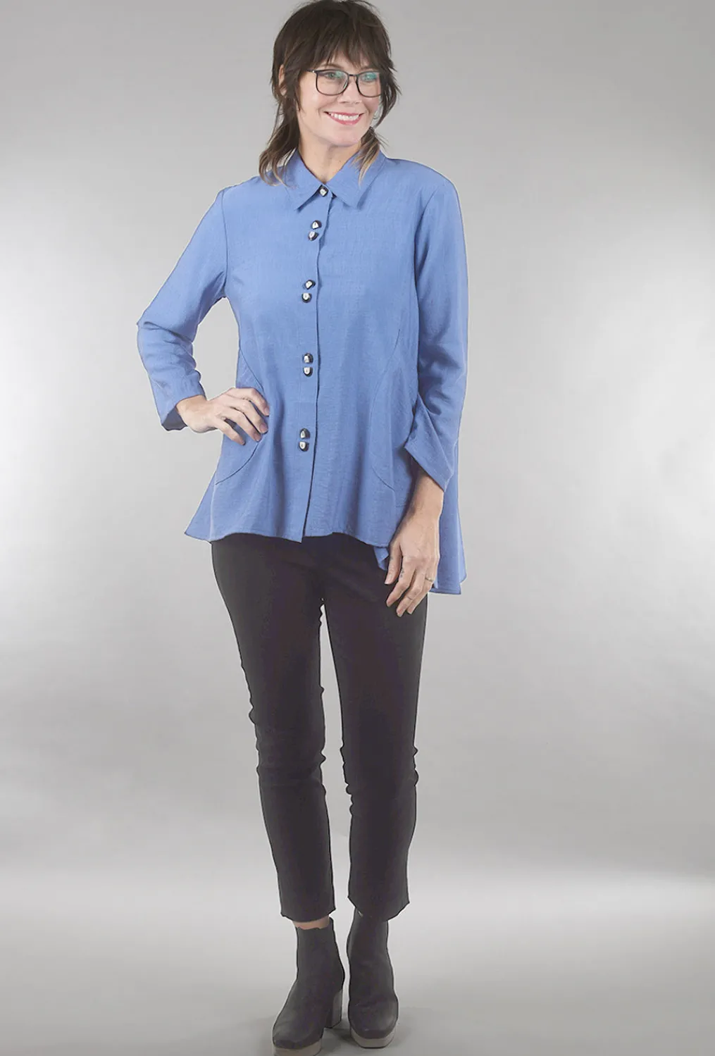 Shop Evie Lou Rayon Flowy Blouse, Periwinkle