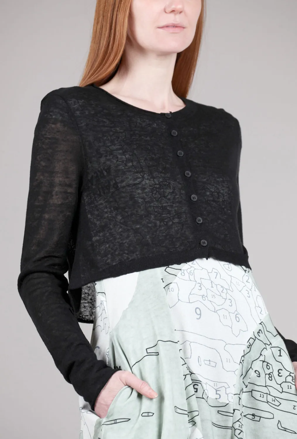 Discount Evie Lou Rbl Linen Knit Crop Cardie, Black